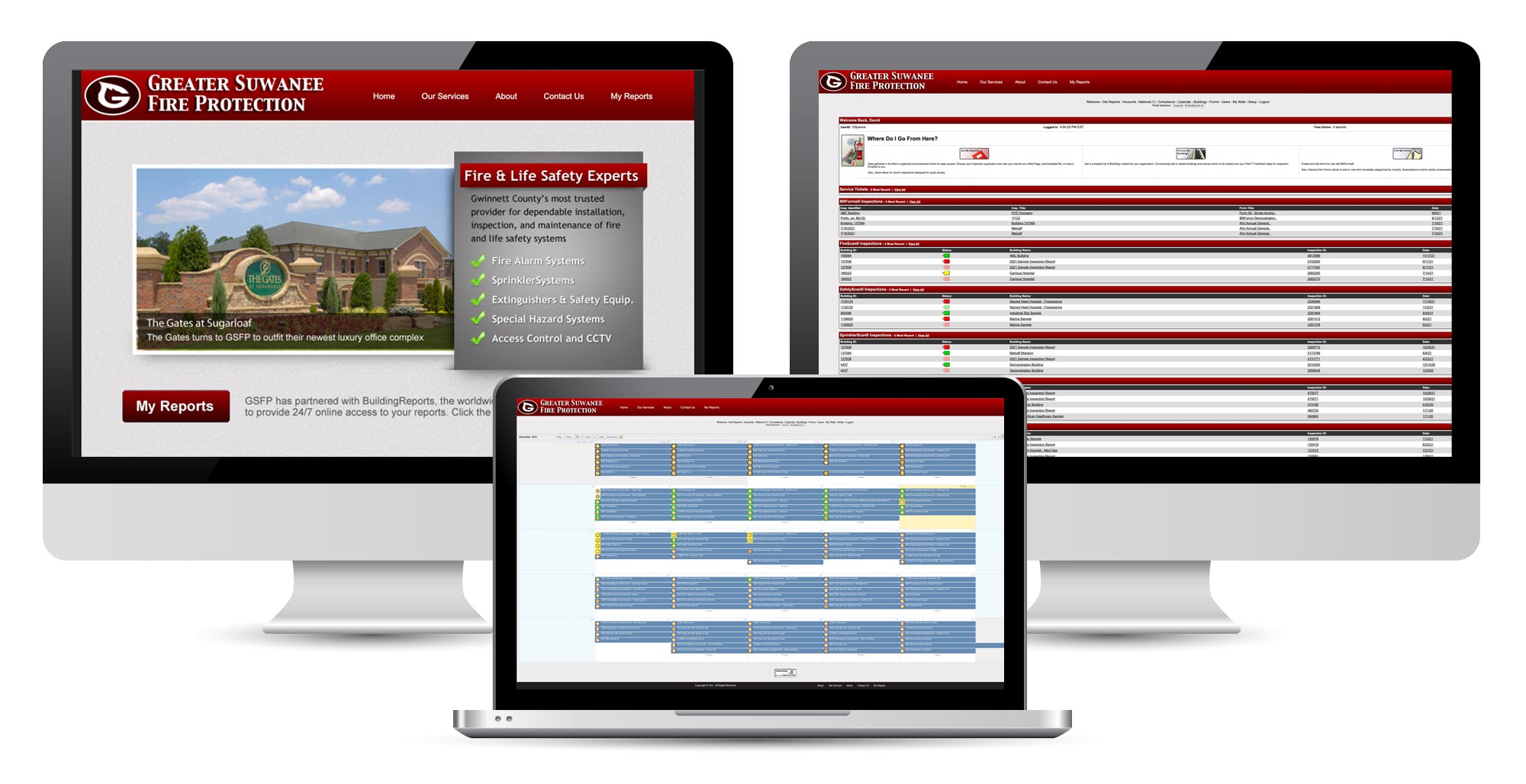 screens Webskin interface on three screens.